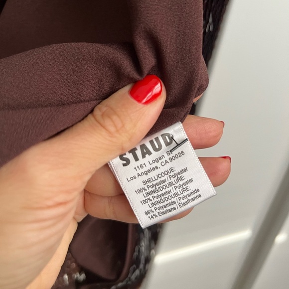 STAUD Casey Sequin Strapless Maxi Dress Bronze - Picture 8 of 10